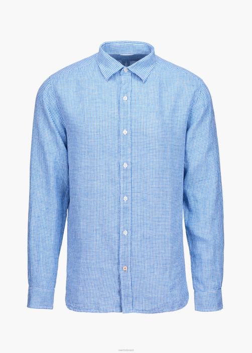 SWIMS camisa de linho amalfi roupas TF0R256 bandeira guingão azul