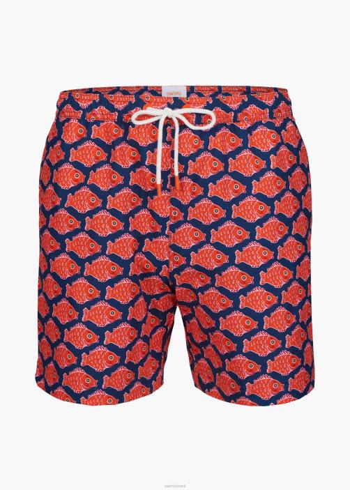 SWIMS sol nadar short 6" roupas TF0R293 estampa laranja/azul